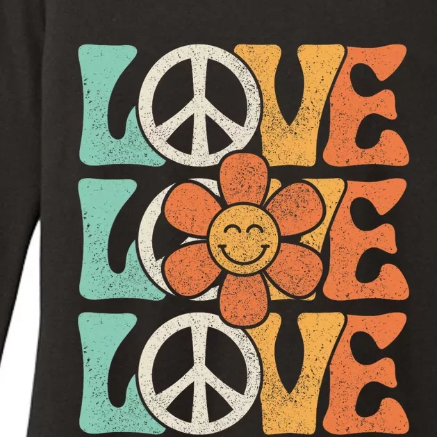 Peace Sign Love 60s 70s Costume 70 Theme Party Groovy Hippie Womens CVC Long Sleeve Shirt