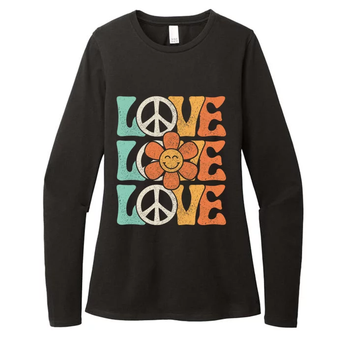 Peace Sign Love 60s 70s Costume 70 Theme Party Groovy Hippie Womens CVC Long Sleeve Shirt