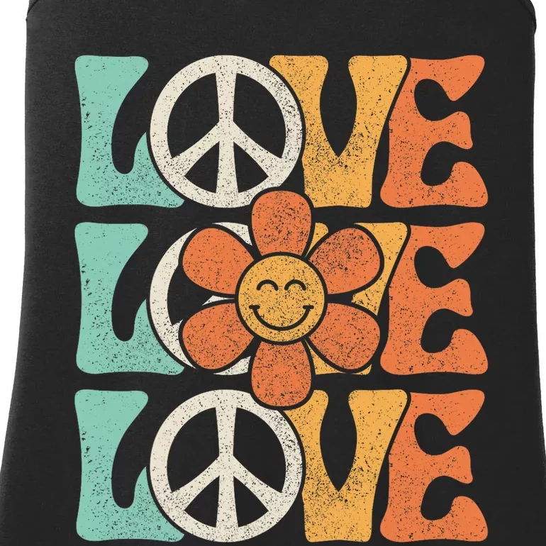 Peace Sign Love 60s 70s Costume 70 Theme Party Groovy Hippie Ladies Essential Tank