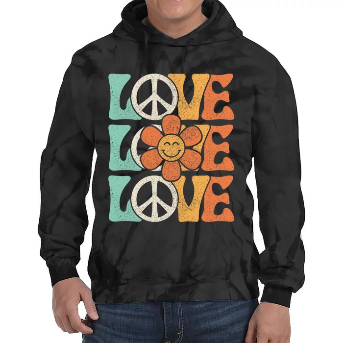 Peace Sign Love 60s 70s Costume 70 Theme Party Groovy Hippie Tie Dye Hoodie