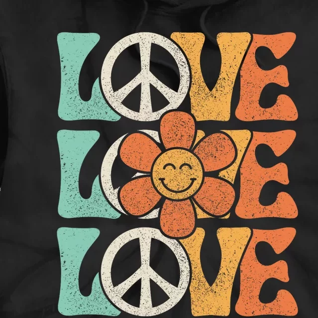 Peace Sign Love 60s 70s Costume 70 Theme Party Groovy Hippie Tie Dye Hoodie