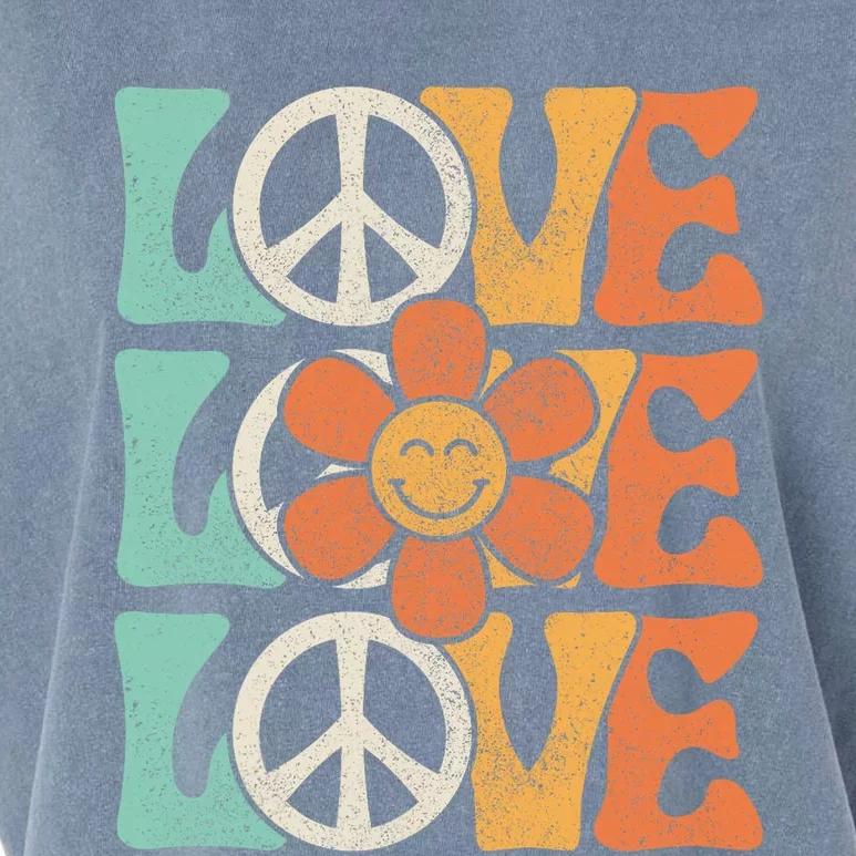 Peace Sign Love 60s 70s Costume 70 Theme Party Groovy Hippie Garment-Dyed Women's Muscle Tee