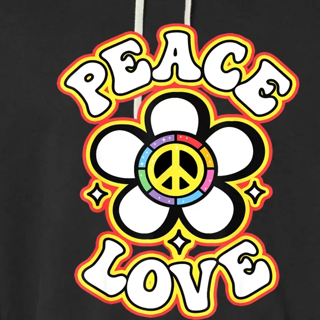 PEACE SIGN LOVE 60s 70s Tie Dye Hippie Costume Garment-Dyed Fleece Hoodie