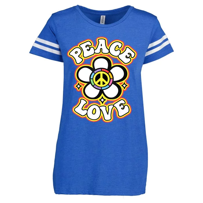 PEACE SIGN LOVE 60s 70s Tie Dye Hippie Costume Enza Ladies Jersey Football T-Shirt