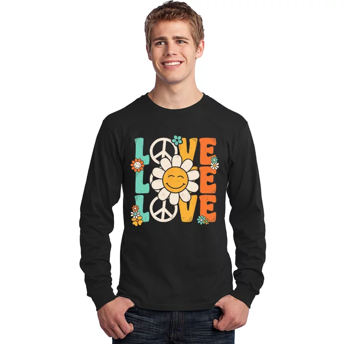 Peace Sign Love 60s 70s 80s Costume Groovy Theme Party Long Sleeve Shirt