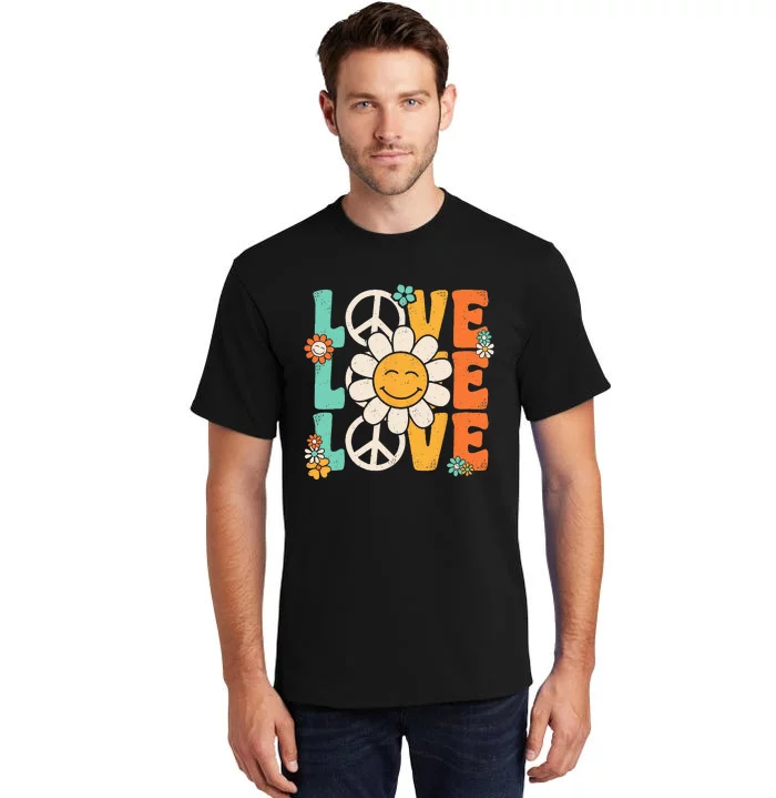 Peace Sign Love 60s 70s 80s Costume Groovy Theme Party Tall T-Shirt