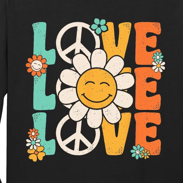 Peace Sign Love 60s 70s 80s Costume Groovy Theme Party Tall Long Sleeve T-Shirt