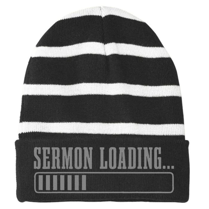 Pastor Sermon Loading Funny Preacher Bible Christian Faith Striped Beanie with Solid Band