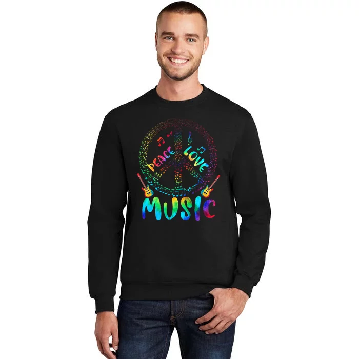 Peace Sign Love Music 60s 70s Tie Die Hippie Costume Tall Sweatshirt