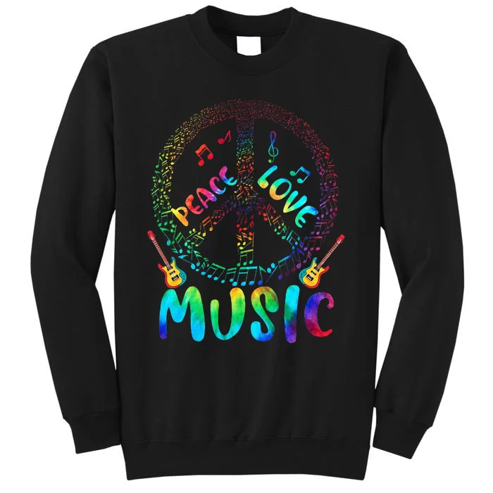 Peace Sign Love Music 60s 70s Tie Die Hippie Costume Tall Sweatshirt