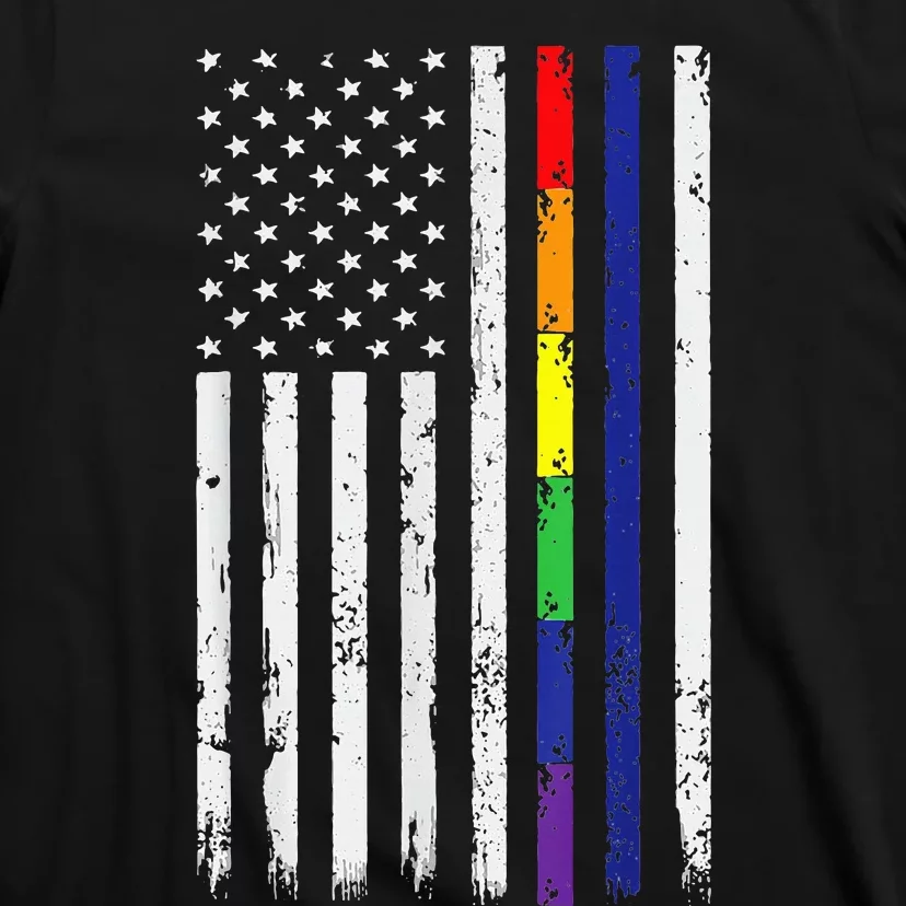 Police Support Lgbt G.A.Y Pride Thin Red Line Rainbow Flag T-Shirt