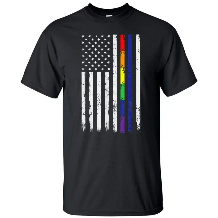 Police Support Lgbt G.A.Y Pride Thin Red Line Rainbow Flag Tall T-Shirt