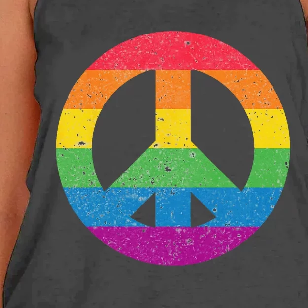 PEACE SIGN LOVE 60s 70s Tie Dye Hippie Costume Women's Knotted Racerback Tank