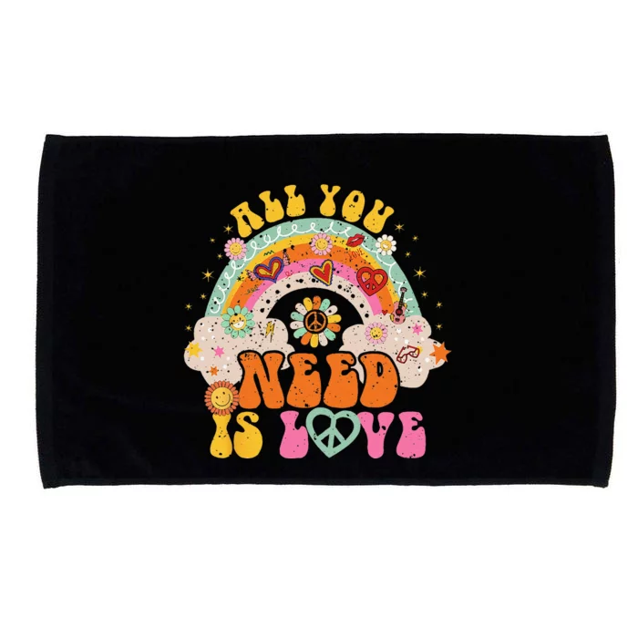 PEACE SIGN LOVE 60s 70s Hippie Groovy Vibes Halloween Microfiber Hand Towel