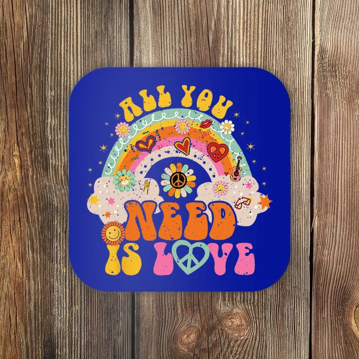 PEACE SIGN LOVE 60s 70s Hippie Groovy Vibes Halloween Coaster