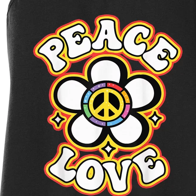 PEACE SIGN LOVE Shirt 60s 70s Tie Dye Hippie Costume Women's Racerback Tank