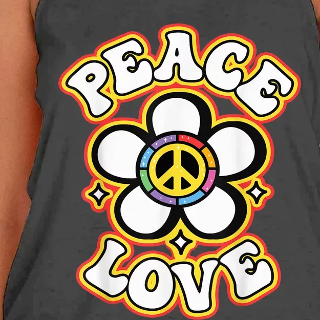 PEACE SIGN LOVE Shirt 60s 70s Tie Dye Hippie Costume Women's Knotted Racerback Tank