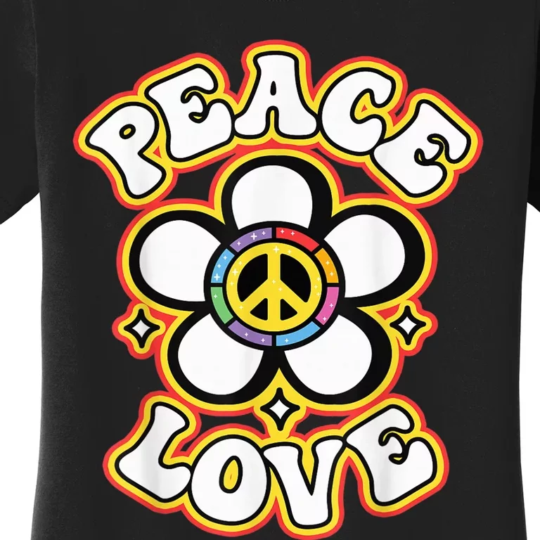 PEACE SIGN LOVE Shirt 60s 70s Tie Dye Hippie Costume Women's T-Shirt