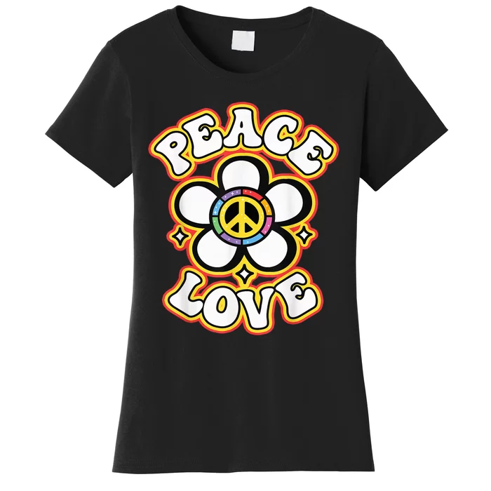 PEACE SIGN LOVE Shirt 60s 70s Tie Dye Hippie Costume Women's T-Shirt