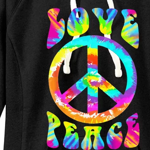 PEACE SIGN LOVE 60s 70s Tie Dye Hippie Costume Women's Fleece Hoodie