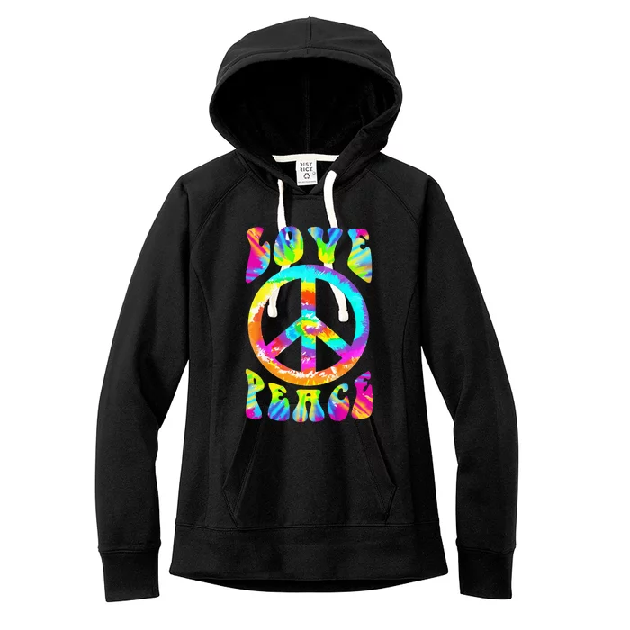 PEACE SIGN LOVE 60s 70s Tie Dye Hippie Costume Women's Fleece Hoodie