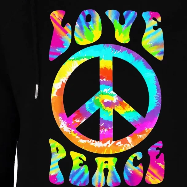 PEACE SIGN LOVE 60s 70s Tie Dye Hippie Costume Womens Funnel Neck Pullover Hood