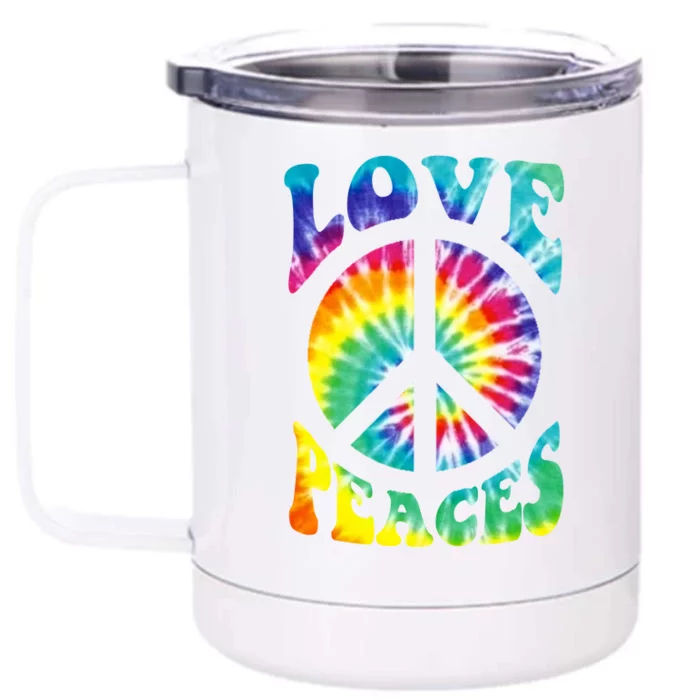 Peace Sign Love 60S 70S Tie Dye Hippie Costume Front & Back 12oz Stainless Steel Tumbler Cup