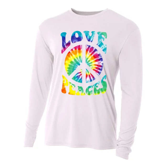 Peace Sign Love 60S 70S Tie Dye Hippie Costume Cooling Performance Long Sleeve Crew