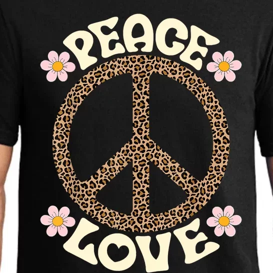 Peace Sign Love 60s 70s Costume Groovy Hippie Theme Party Pajama Set