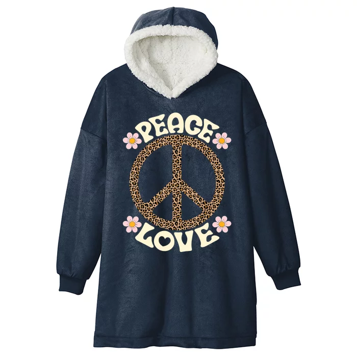 Peace Sign Love 60s 70s Costume Groovy Hippie Theme Party Hooded Wearable Blanket