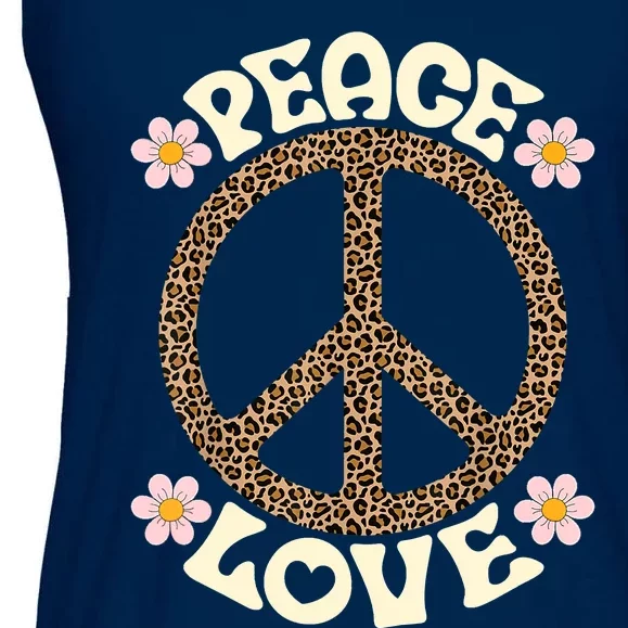 Peace Sign Love 60s 70s Costume Groovy Hippie Theme Party Ladies Essential Flowy Tank