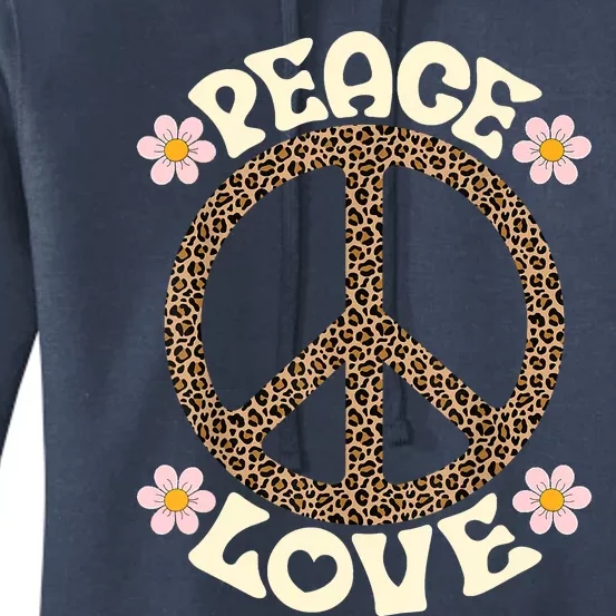 Peace Sign Love 60s 70s Costume Groovy Hippie Theme Party Women's Pullover Hoodie