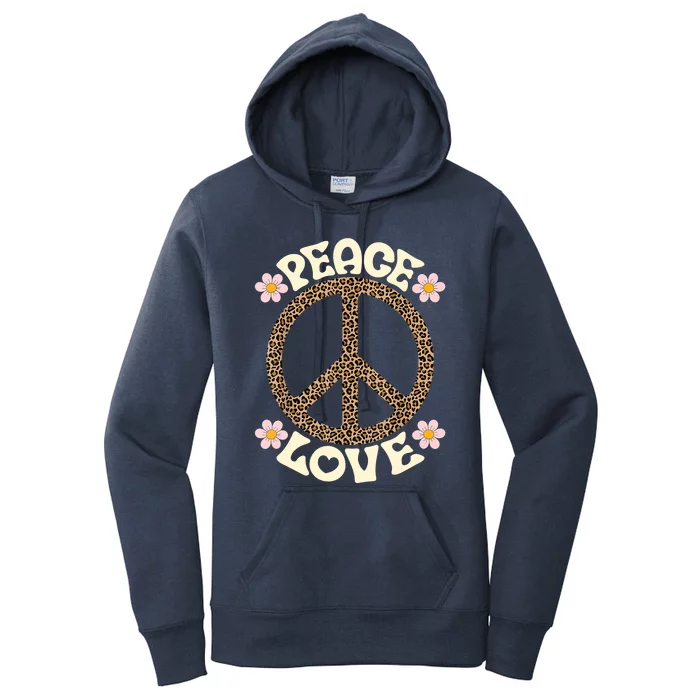 Peace Sign Love 60s 70s Costume Groovy Hippie Theme Party Women's Pullover Hoodie