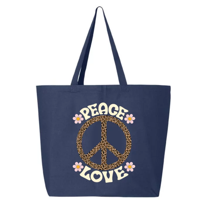 Peace Sign Love 60s 70s Costume Groovy Hippie Theme Party 25L Jumbo Tote