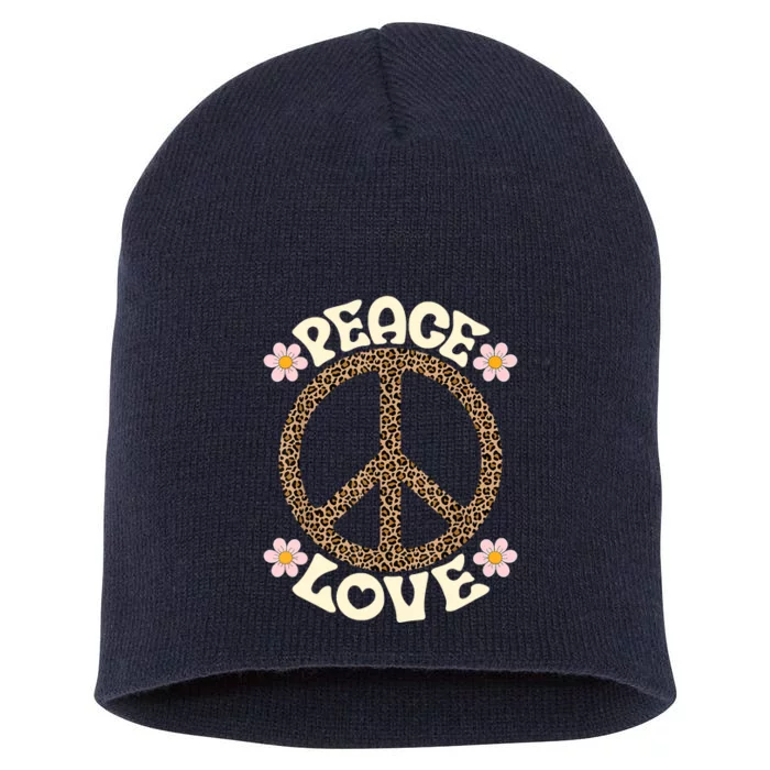 Peace Sign Love 60s 70s Costume Groovy Hippie Theme Party Short Acrylic Beanie