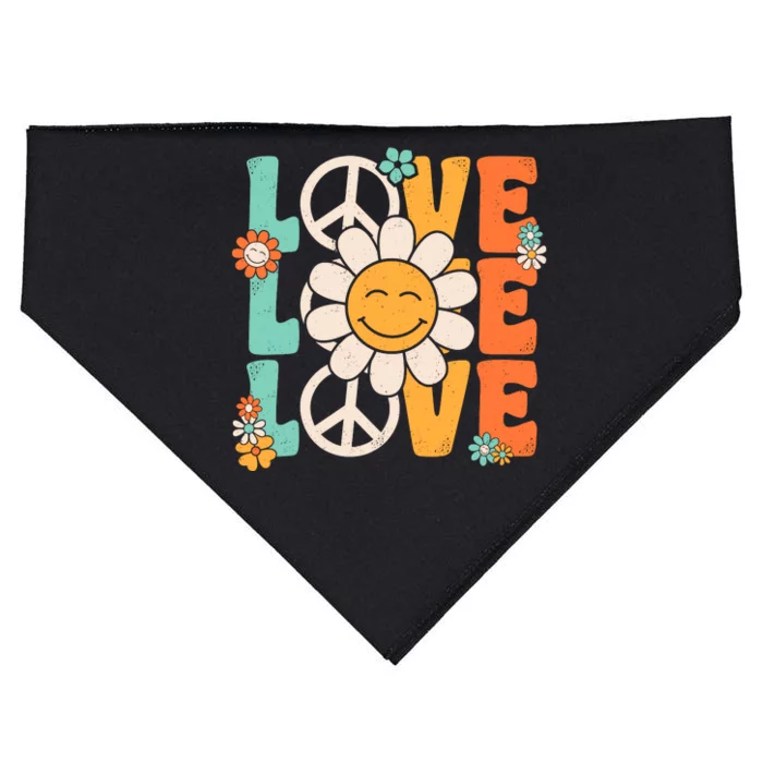 Peace Sign Love 60s 70s 80s Costume Groovy Theme Party USA-Made Doggie Bandana