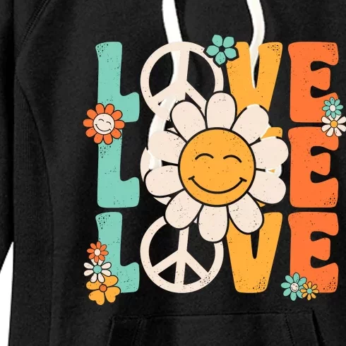 Peace Sign Love 60s 70s 80s Costume Groovy Theme Party Women's Fleece Hoodie