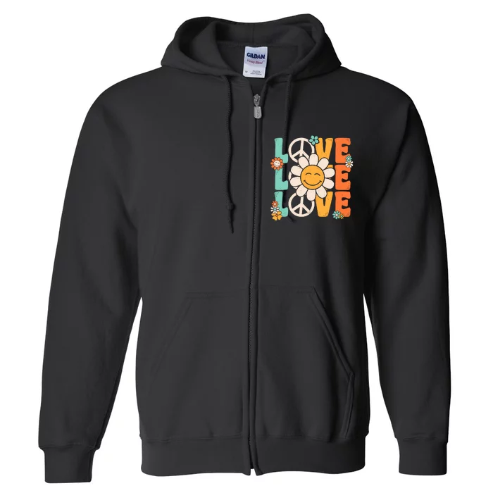 Peace Sign Love 60s 70s 80s Costume Groovy Theme Party Full Zip Hoodie