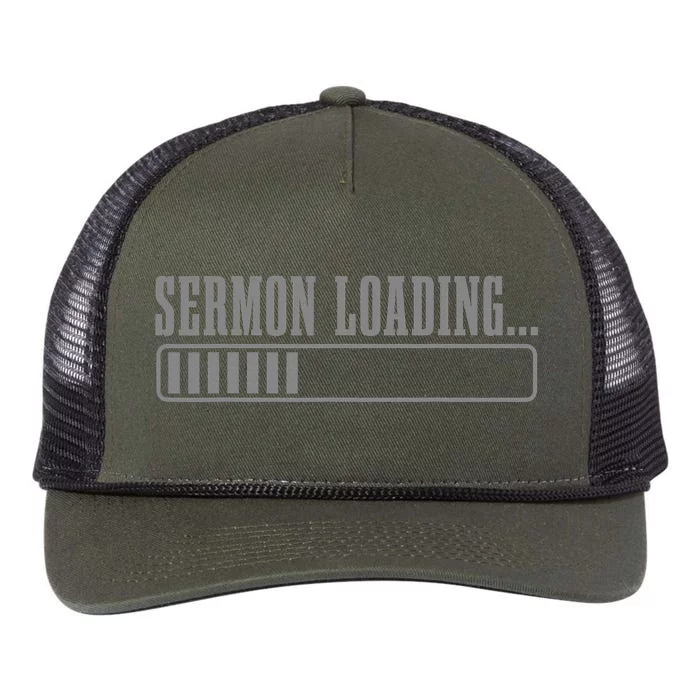 Pastor Sermon Loading Funny Preacher Bible Christian Faith Retro Rope Trucker Hat Cap