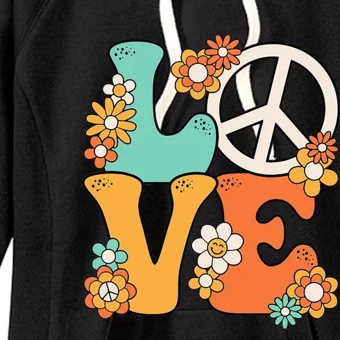 Peace Sign Love 60s 70s Groovy Hippie Theme Party Women's Fleece Hoodie