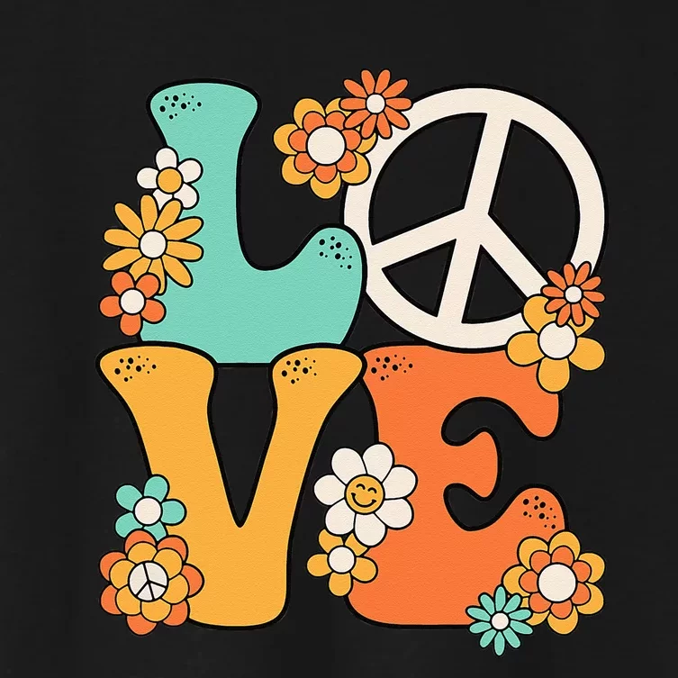 Peace Sign Love 60s 70s Groovy Hippie Theme Party Women's Crop Top Tee