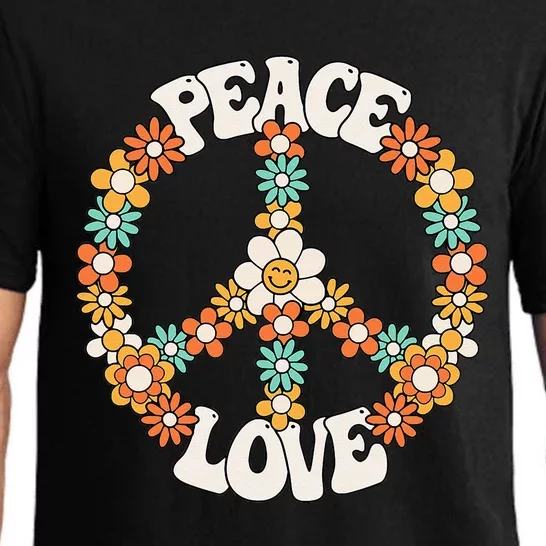 Peace Sign Love 60s 70s Groovy Hippie Theme Party Pajama Set