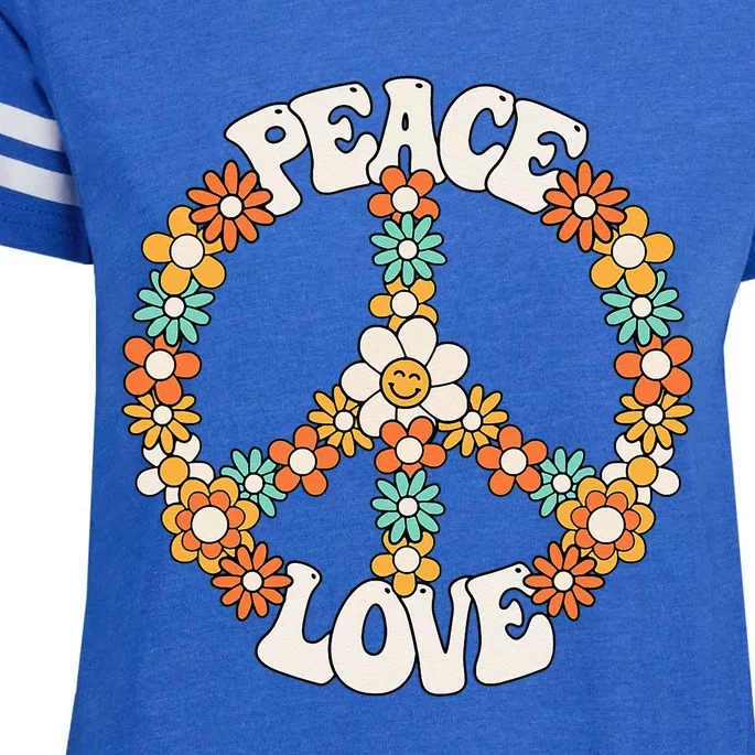 Peace Sign Love 60s 70s Groovy Hippie Theme Party Enza Ladies Jersey Football T-Shirt