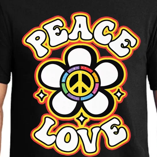 PEACE SIGN LOVE Shirt 60s 70s Tie Dye Hippie Costume Premium Pajama Set