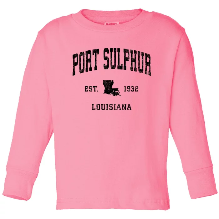 Port Sulphur Louisiana La Vintage Athletic Toddler Long Sleeve Shirt