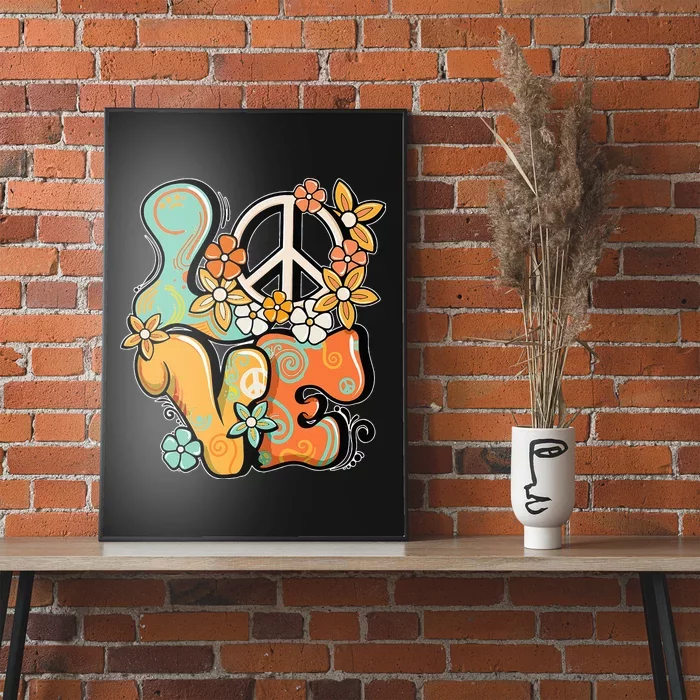 Peace Sign Love 60s 70s Costume Groovy Hippie Theme Party Poster