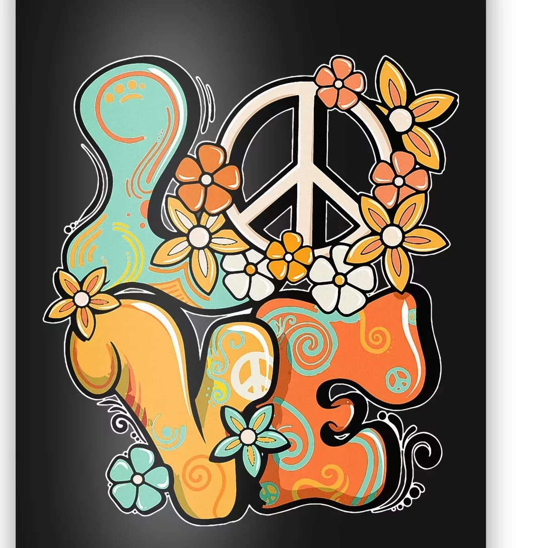 Peace Sign Love 60s 70s Costume Groovy Hippie Theme Party Poster