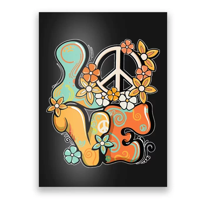 Peace Sign Love 60s 70s Costume Groovy Hippie Theme Party Poster