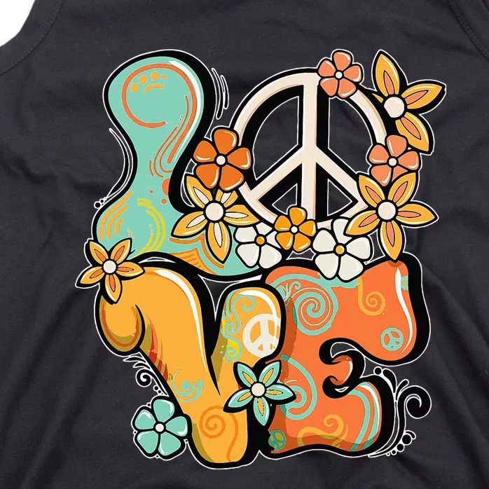 Peace Sign Love 60s 70s Costume Groovy Hippie Theme Party Tank Top