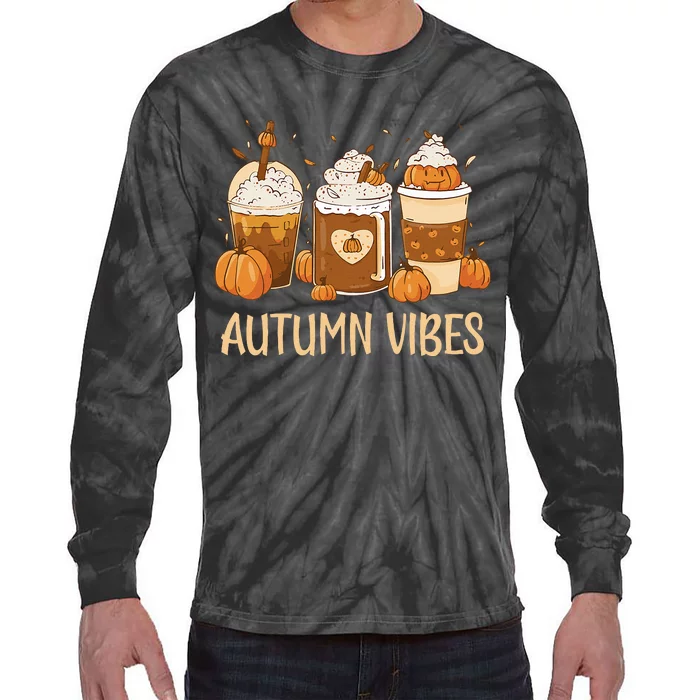 Pumpkin Spice Latte Fall Autumn Vibes Pumpkin Spice Coffee Tie-Dye Long Sleeve Shirt